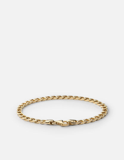 4mm Cuban Curb Chain Bracelet, Gold Vermeil
