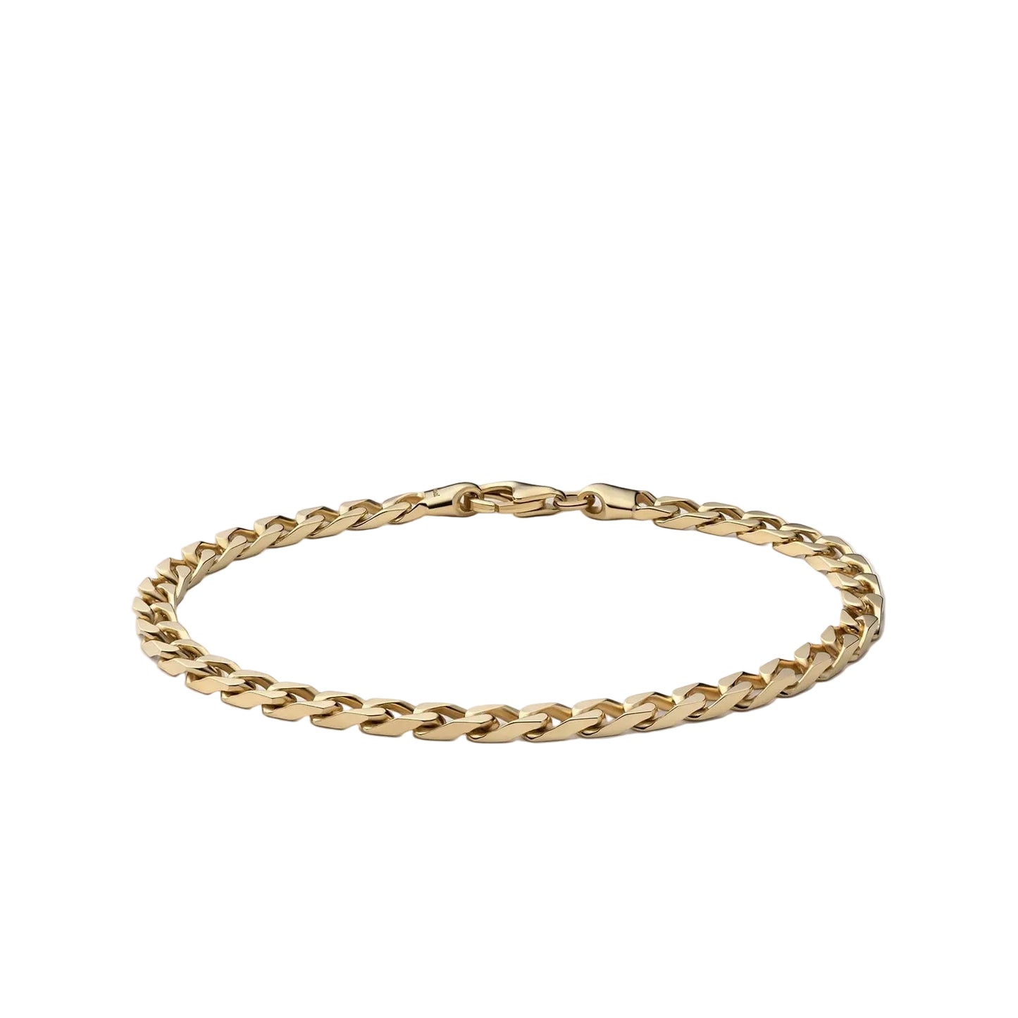 4mm Cuban Curb Chain Bracelet, Gold Vermeil Polished Gold
