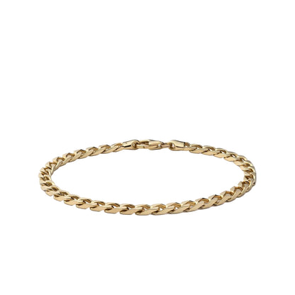 4mm Cuban Curb Chain Bracelet, Gold Vermeil Polished Gold