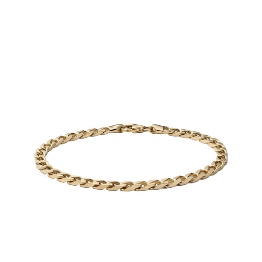 4mm Cuban Curb Chain Bracelet, Gold Vermeil Polished Gold