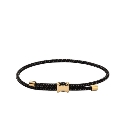 Orson Pull Bungee Rope Bracelet, Gold Vermeil / Black Black Brown O S