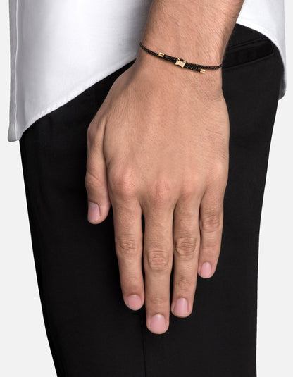 Orson Pull Bungee Rope Bracelet, Gold Vermeil / Black