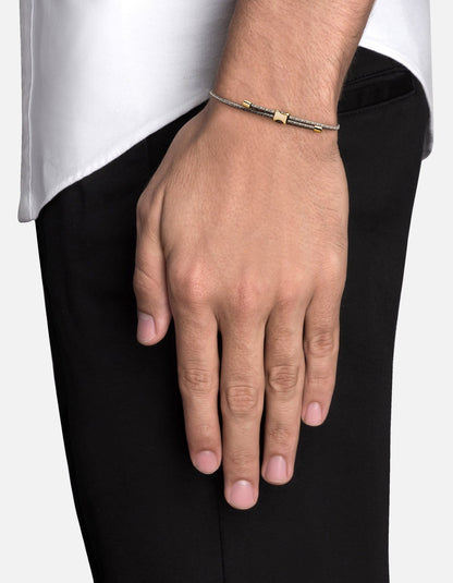 Orson Pull Bungee Rope Bracelet, Gold Vermeil / Black