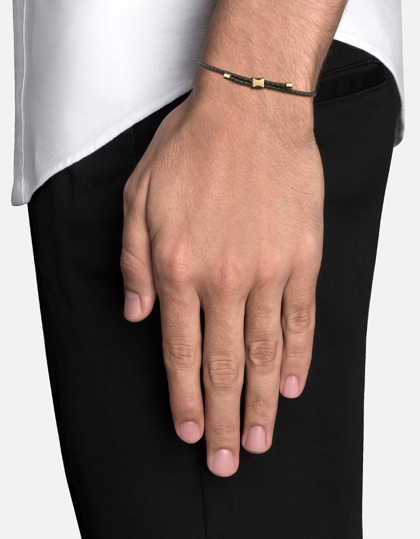 Orson Pull Bungee Rope Bracelet, Gold Vermeil / Black