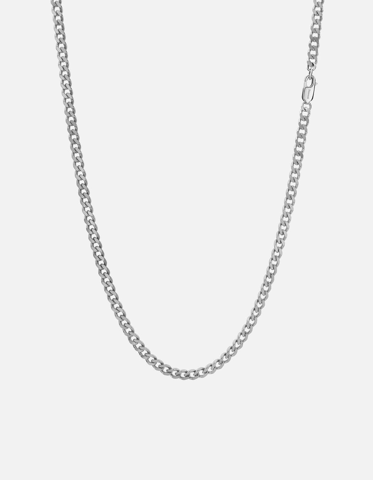 4mm Cuban Curb Chain Necklace, Sterling Silver