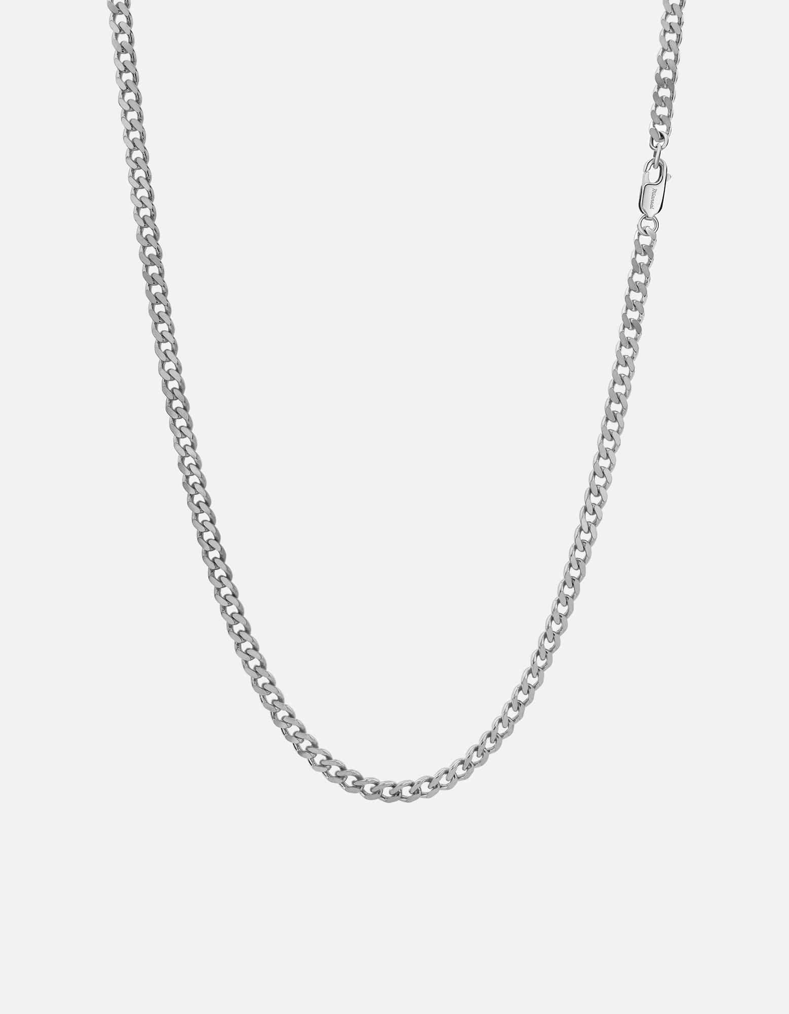 4mm Cuban Curb Chain Necklace, Sterling Silver