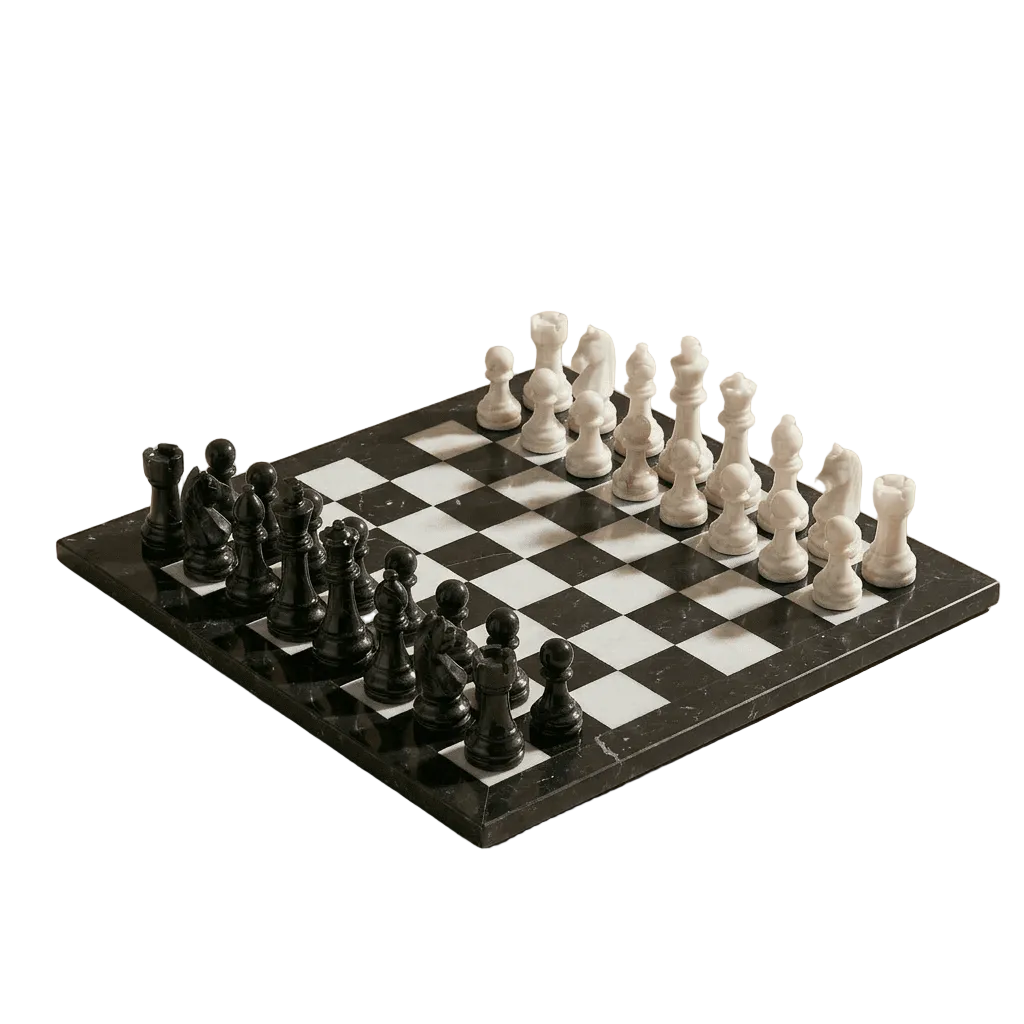 Marble Chess Set with Storage Case