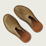 Mr. Grumpy Leather Slippers - Olive