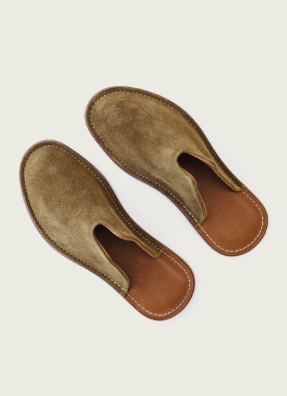 Mr. Grumpy Leather Slippers Olive