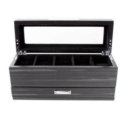 Matte Black 5-Slot Watch Box