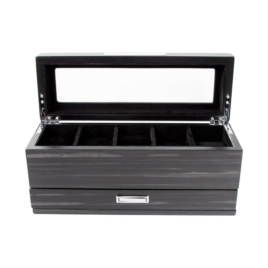 Matte Black 5-Slot Watch Box