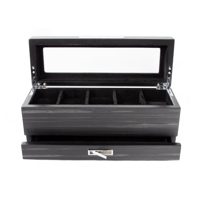 Matte Black 5-Slot Watch Box