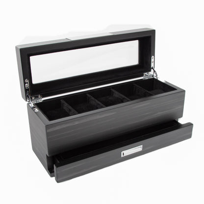 Matte Black 5-Slot Watch Box