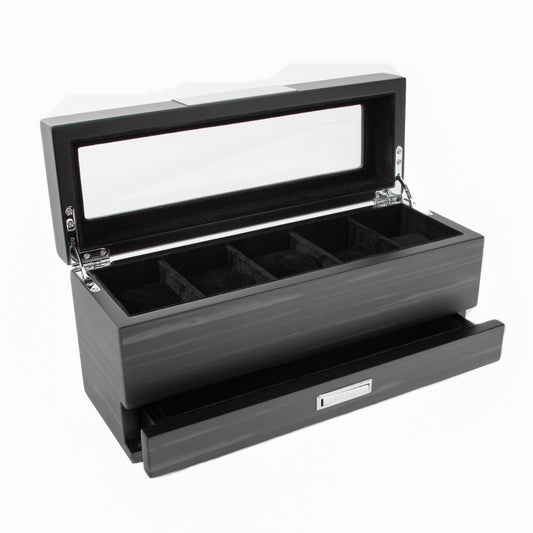 Matte Black 5-Slot Watch Box