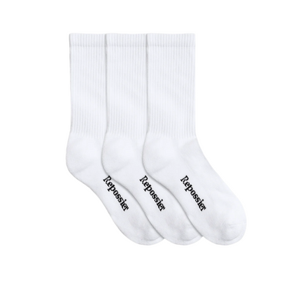 Repossier WHITE CLASSIC CREW SOCKS 3-PACK