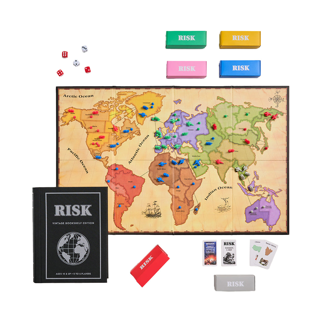 Vintage-Bücherregal-Spiele