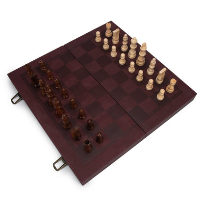 Camden Travel Chess Set Burgundy