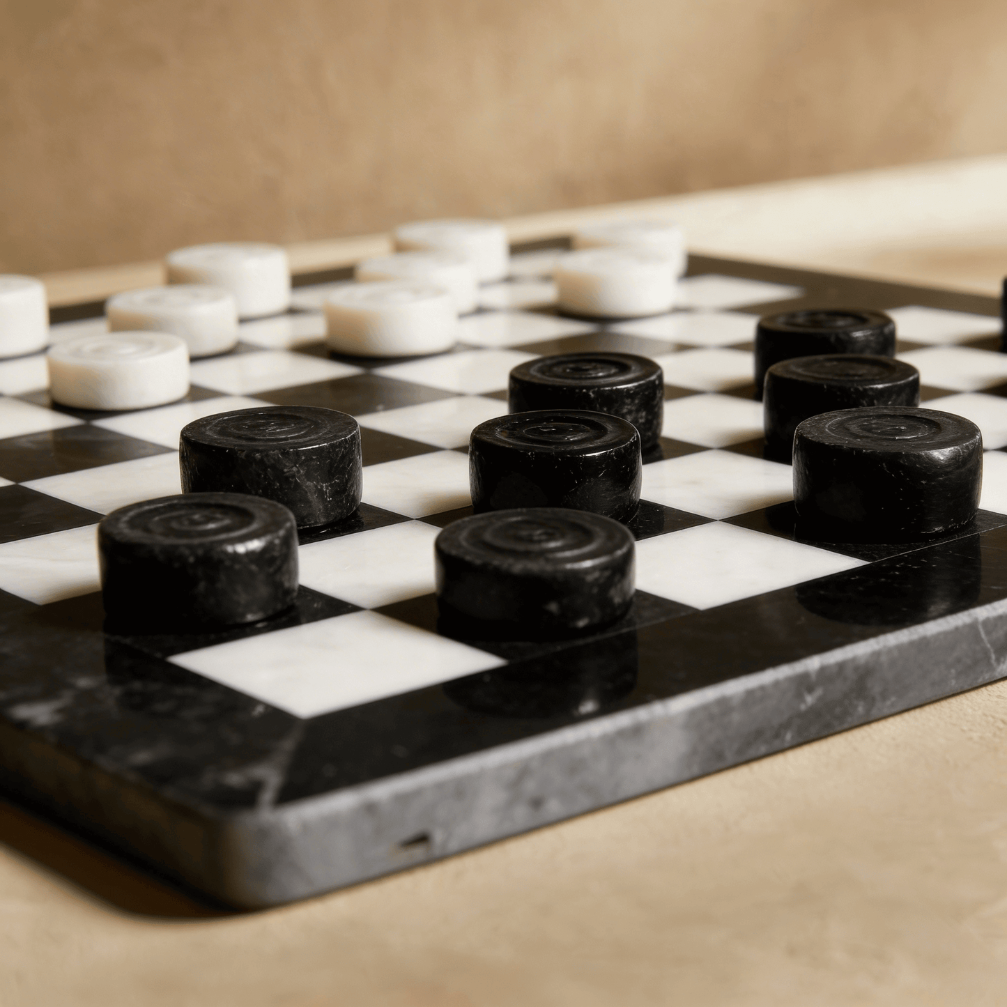 Marble Checkers Set with Storage Case