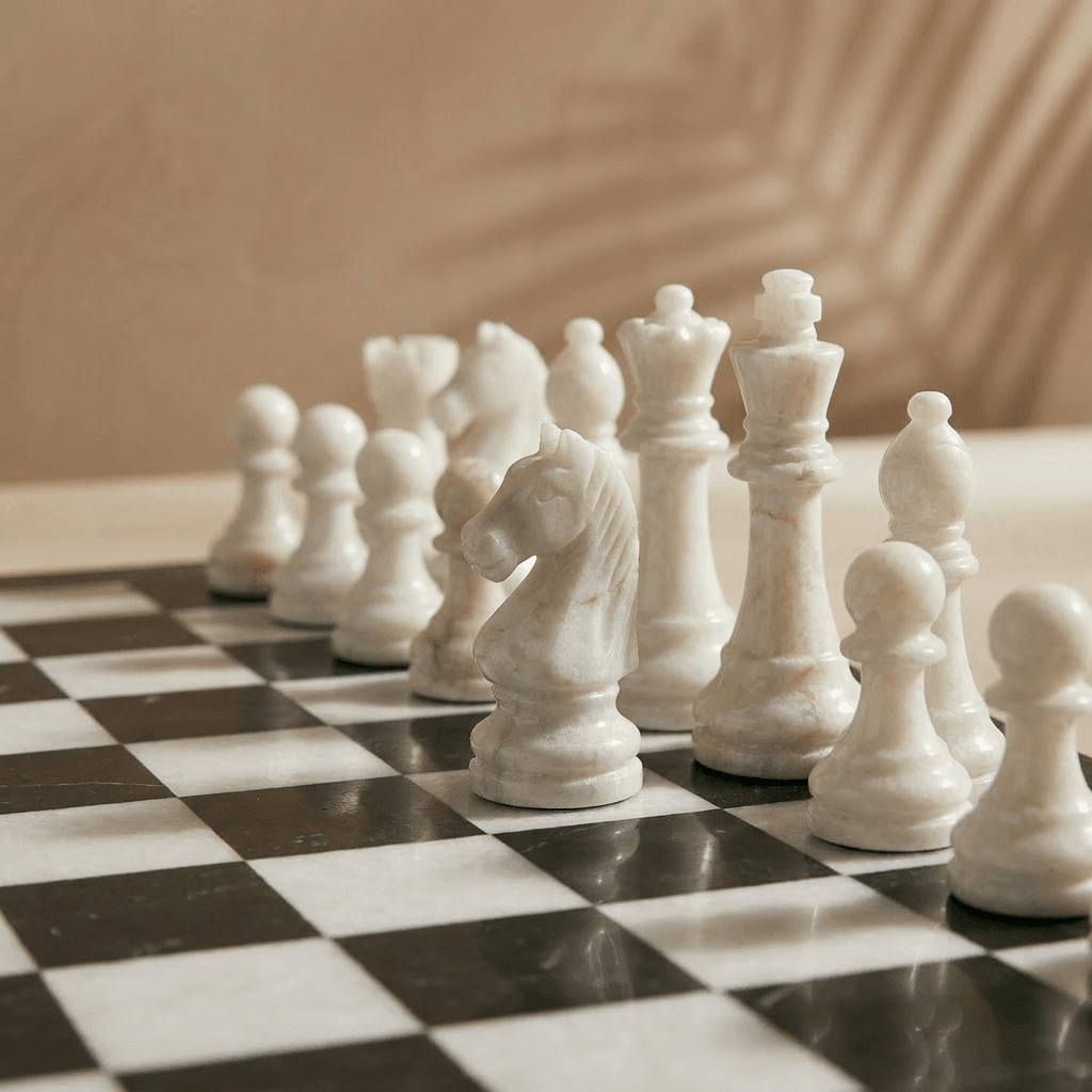 Marble Chess Set with Storage Case