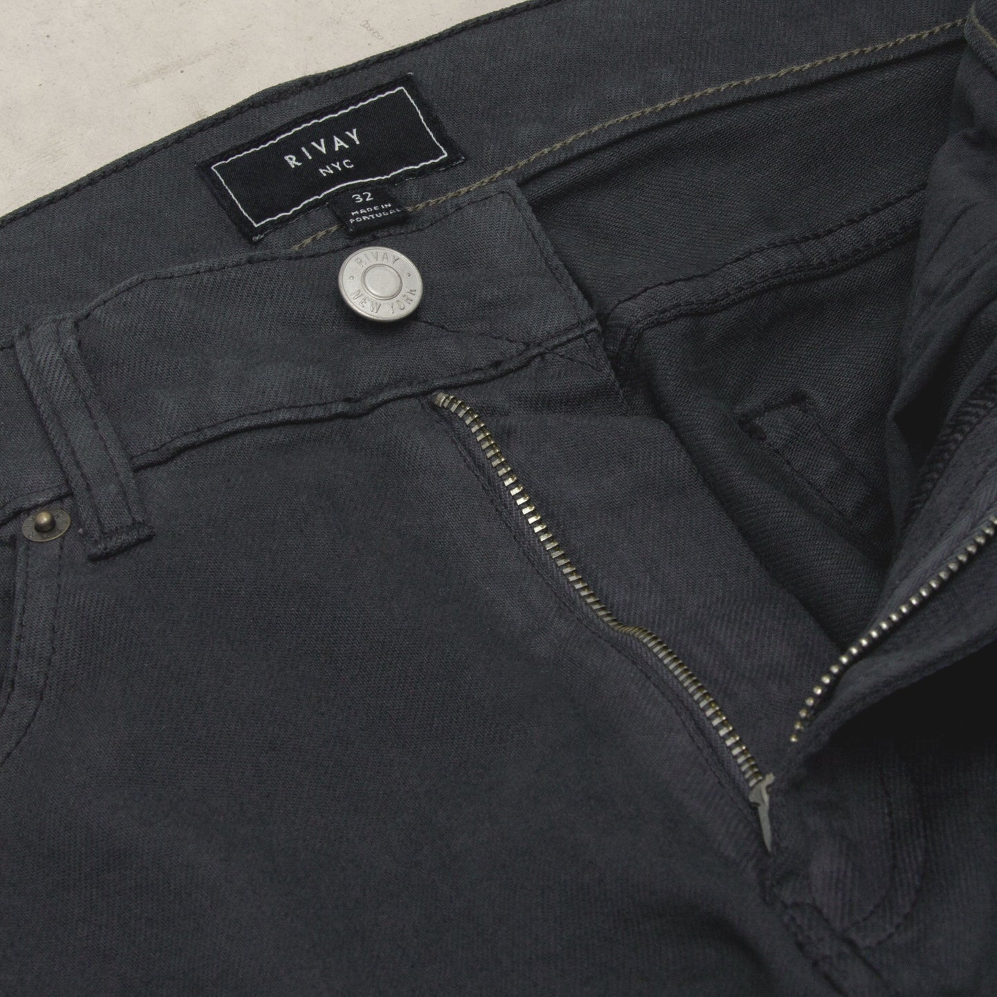 Rivay Wade Garment Dyed Washed Black Five Pocket Pant