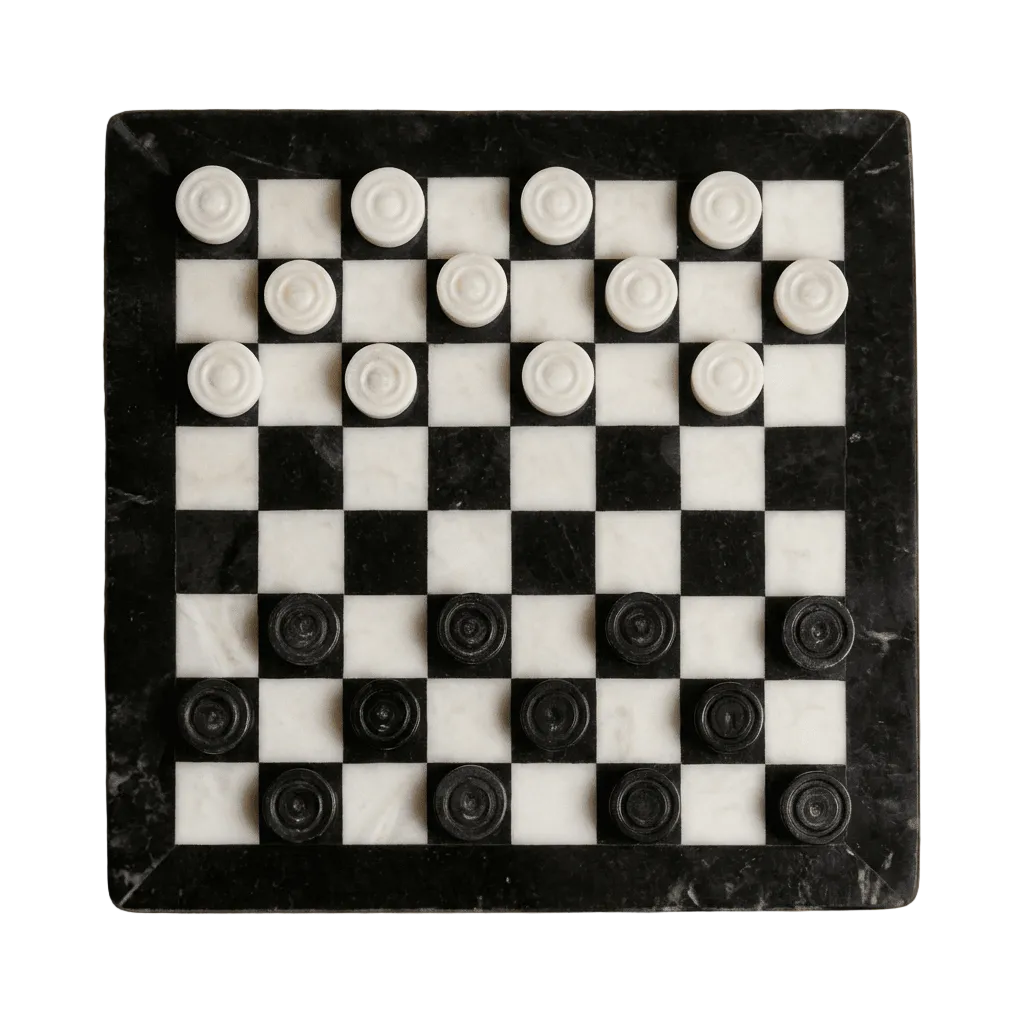Marble Checkers Set with Storage Case