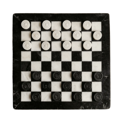 Marble Checkers Set with Storage Case