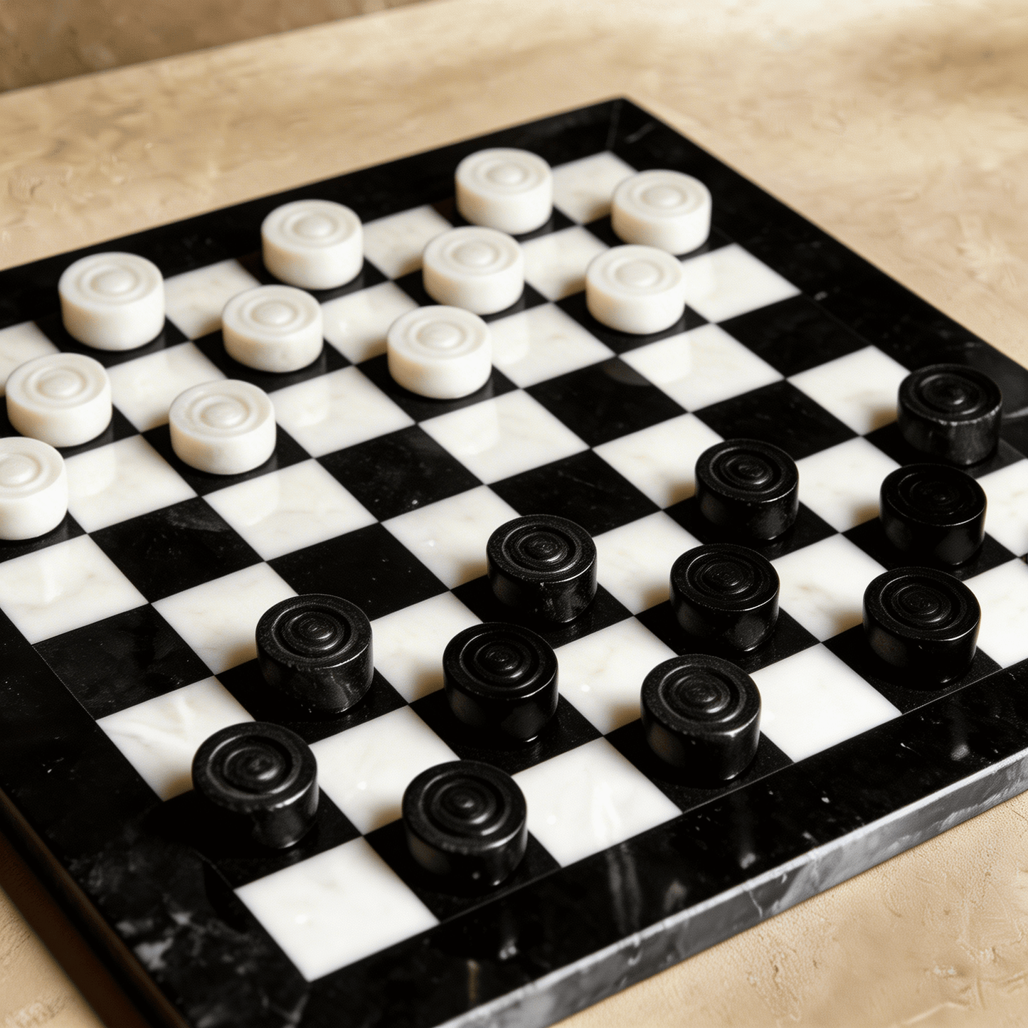 Marble Checkers Set with Storage Case