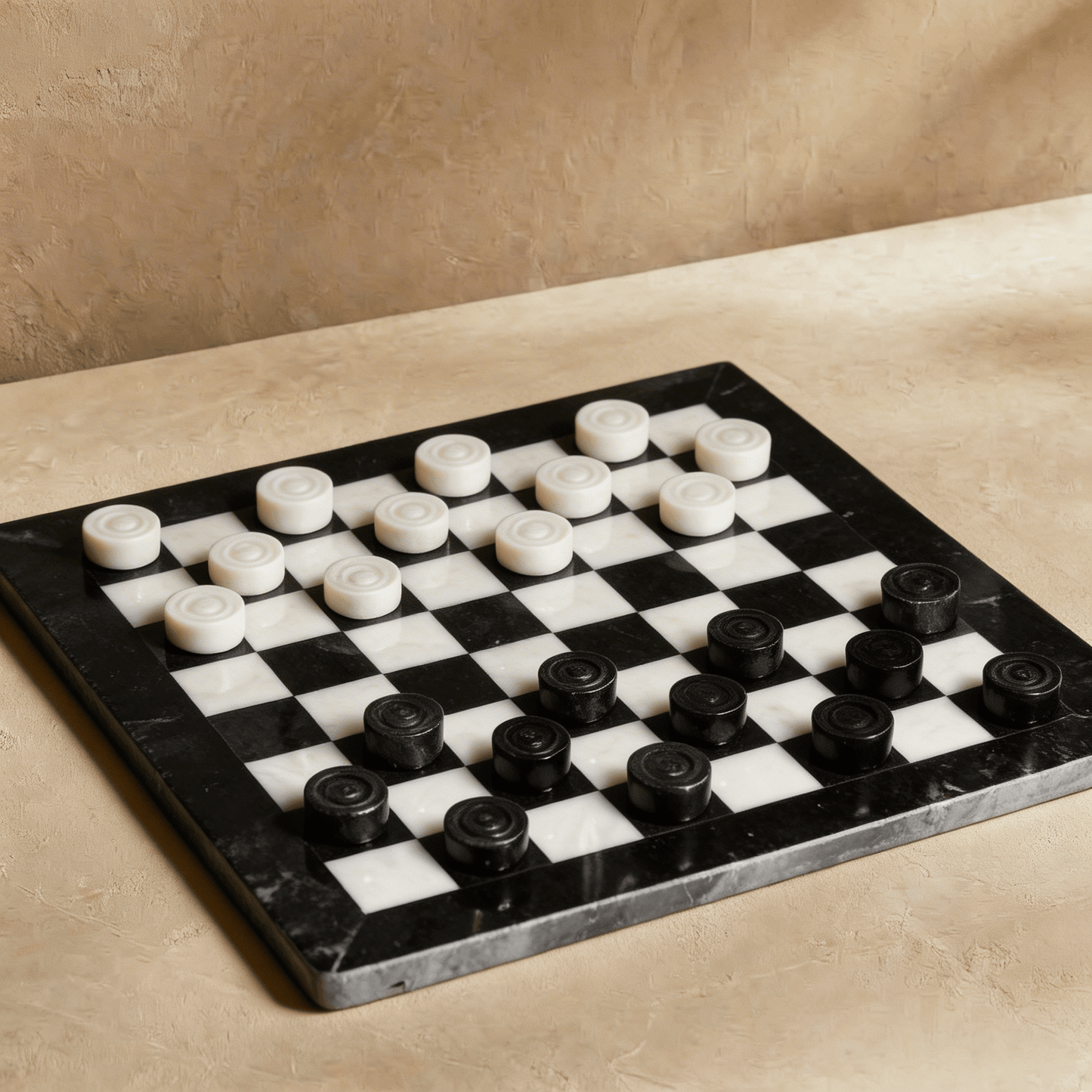 Marble Checkers Set with Storage Case