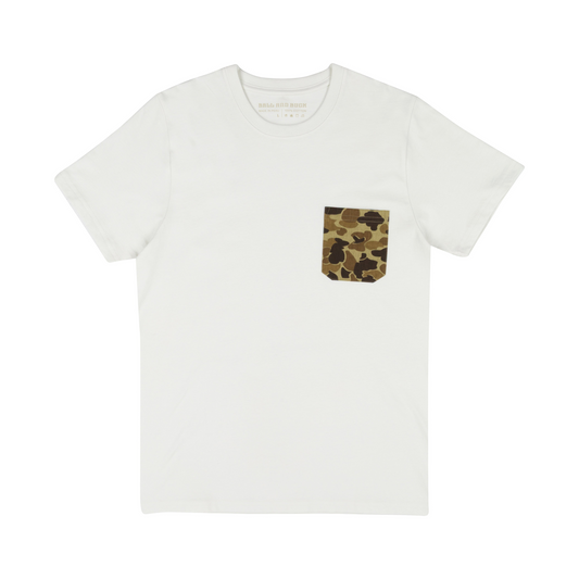 Ball and Buck Pocket Tee White Original Camo