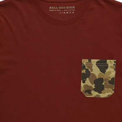 Ball and Buck Pocket Tee Rust Original Camo