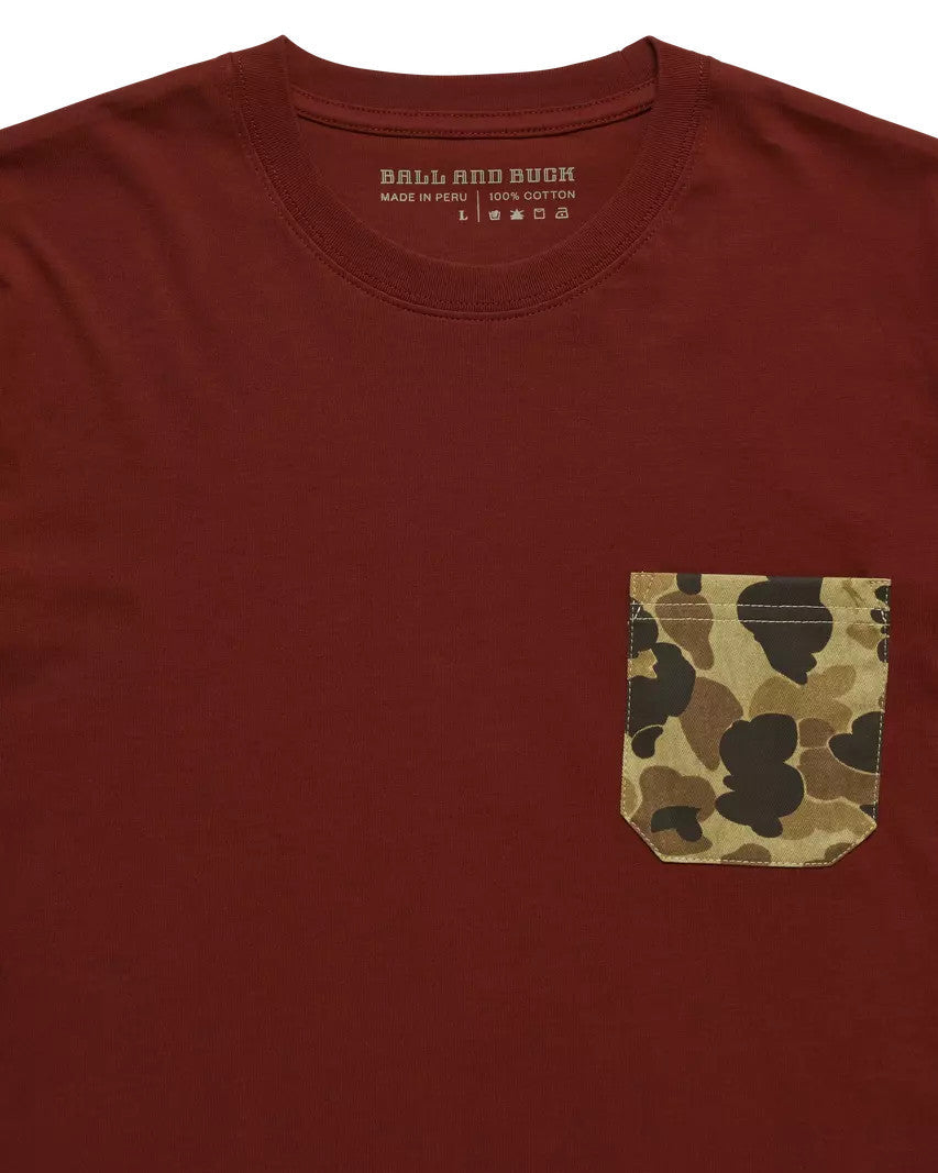 Ball and Buck Pocket Tee Rust Original Camo