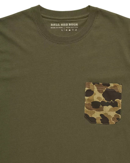 Ball and Buck Pocket Tee Olive Original Camo