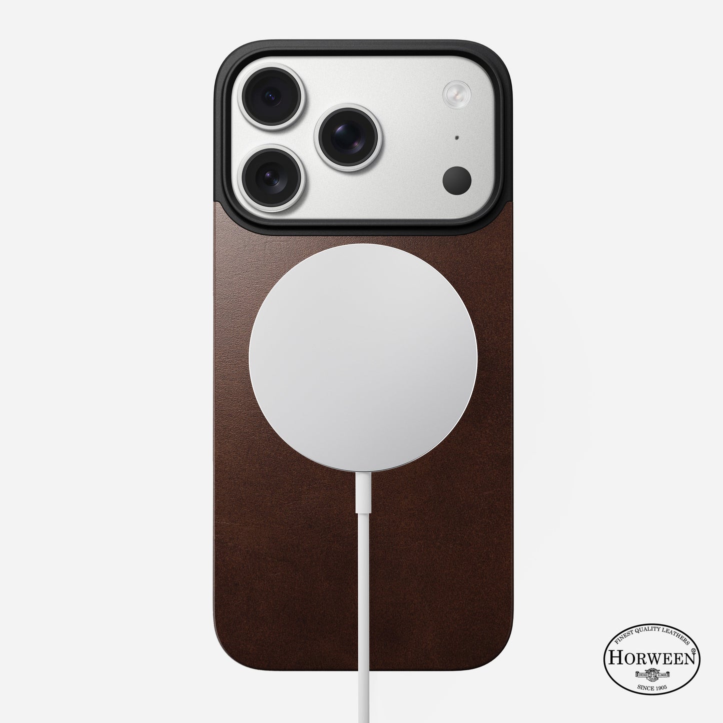 Nomad Rustic Brown Horween Magnetic Leather Back Case For iPhone 17 Pro