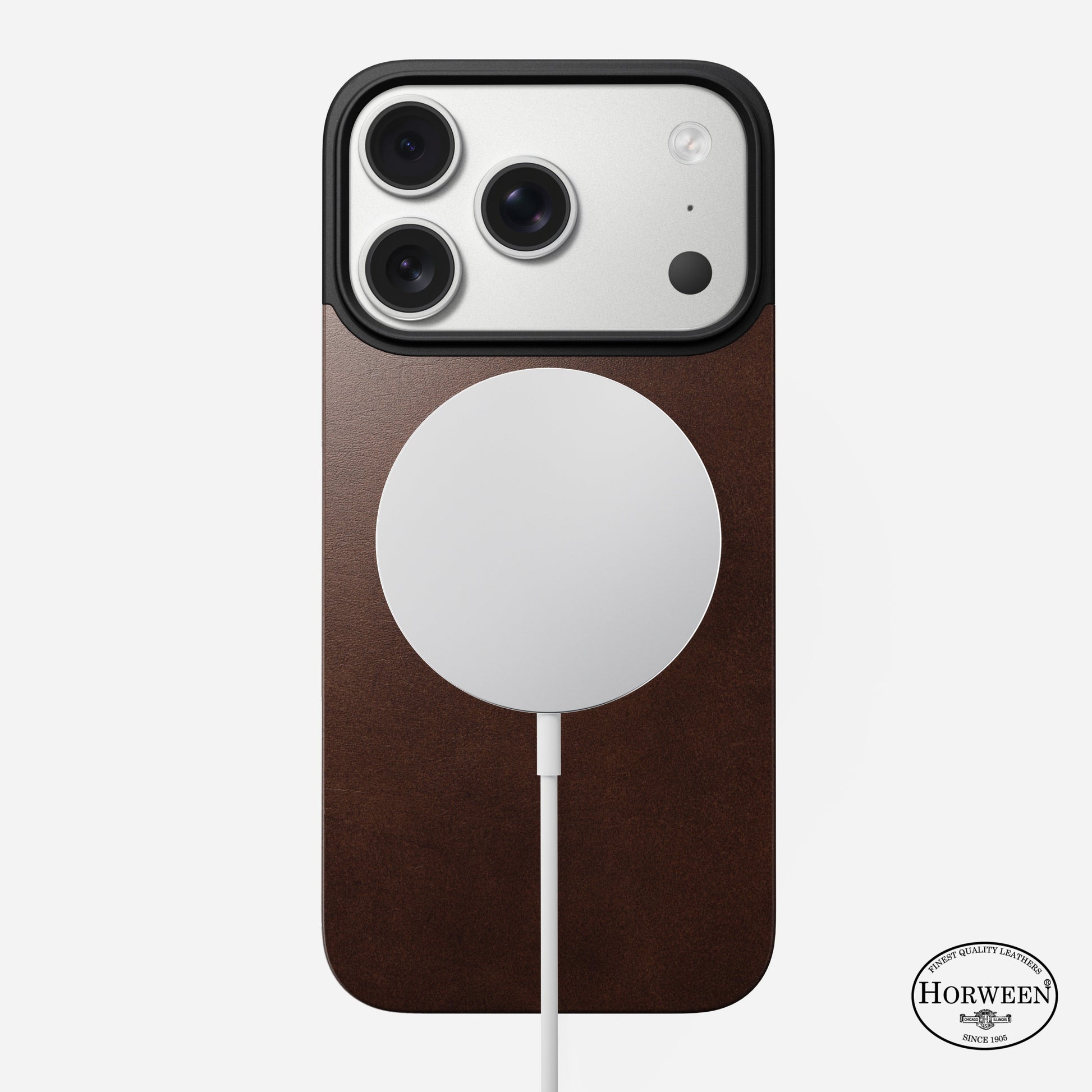 Nomad Rustic Brown Horween Magnetic Leather Back Case For iPhone 17 Pro