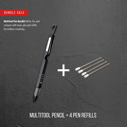 A-Tech Multitool Box Cutter Pen Black Multitool Pen with 4 Refills Bundle