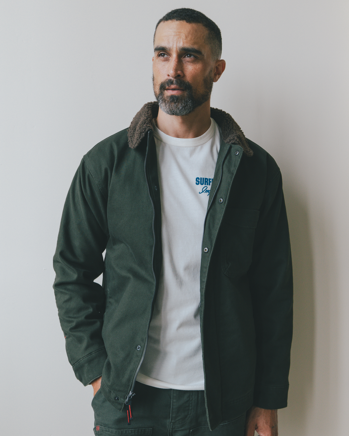A1 Jacket in Steel Twill & Quilted Nylon