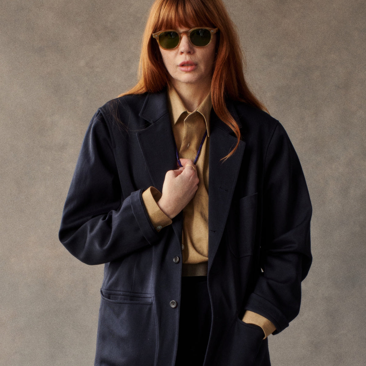 AARON LEVINE COTTON LINEN WORKWEAR SUIT JACKET