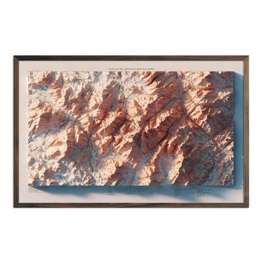 Adirondack Trails 1974 Shaded Relief Map