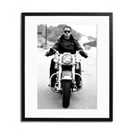 Arnold on Motorcycle Framed Print - Black Frame