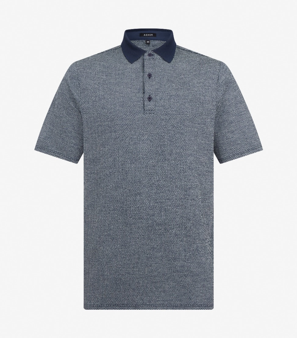 Asher Golf Herringbone Polo Admiral Navy