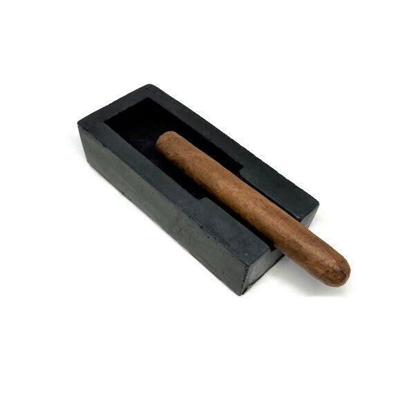 Solid Black Concrete Single Cigar Ashtray