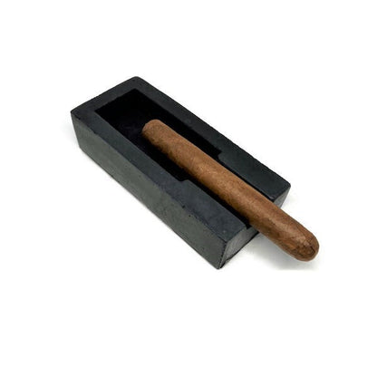 Solid Black Concrete Single Cigar Ashtray