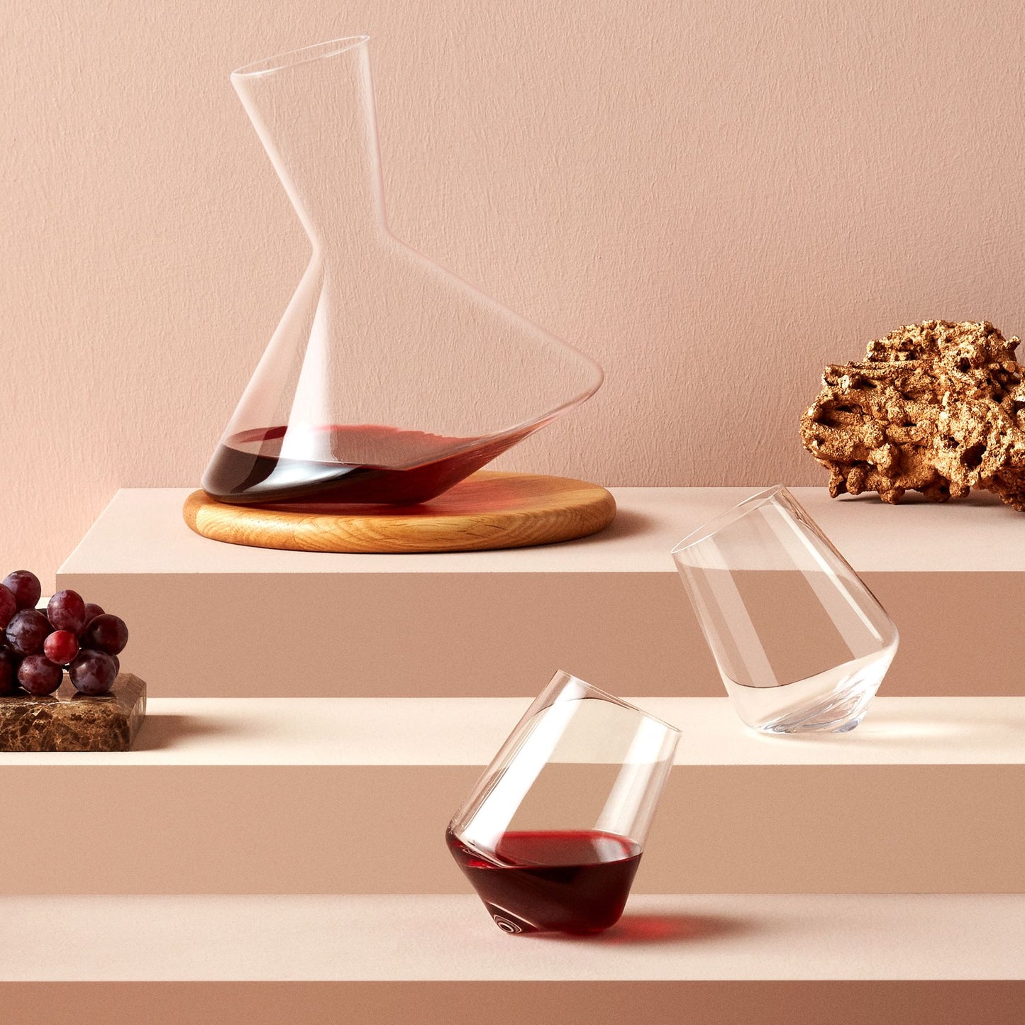 Nude Glass Balance Wine Decanter With Wooden Base