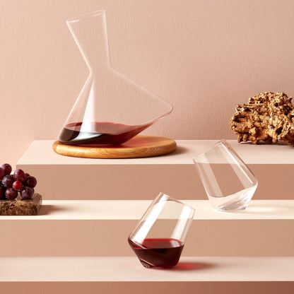 Nude Glass Balance Wine Decanter With Wooden Base