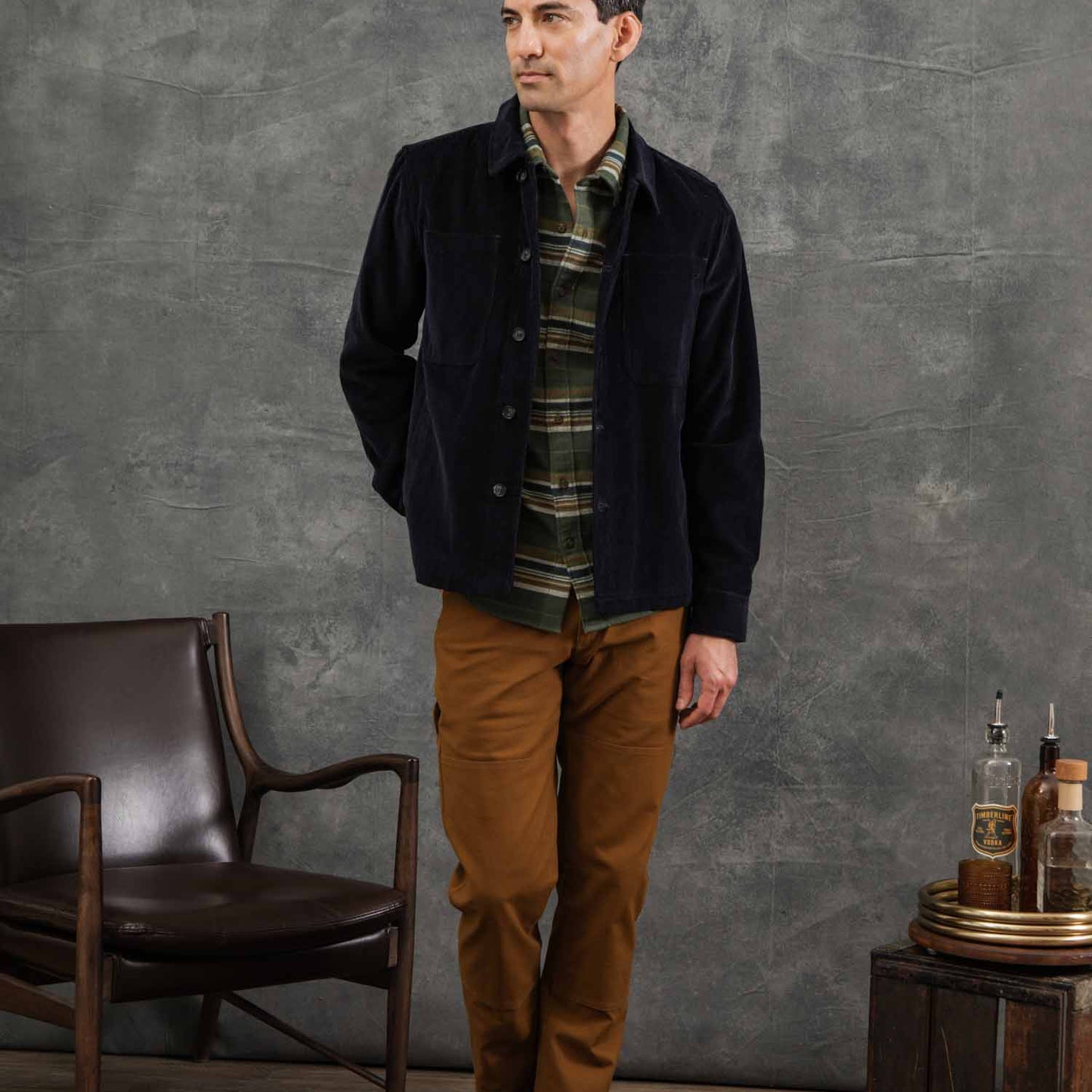 Bridge & Burn Banks Midnight Blue Corduroy Shirt Jacket