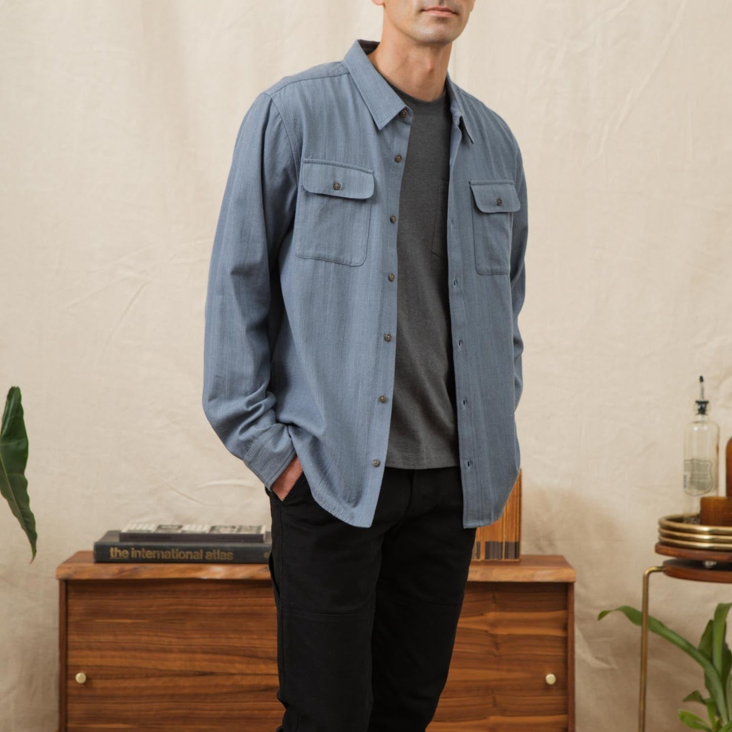 Bridge & Burn Denim Herringbone Bedford Shirt