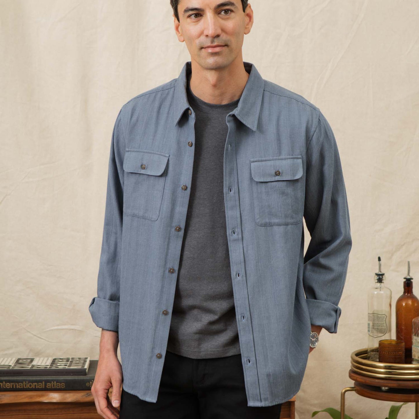 Bridge & Burn Denim Herringbone Bedford Shirt