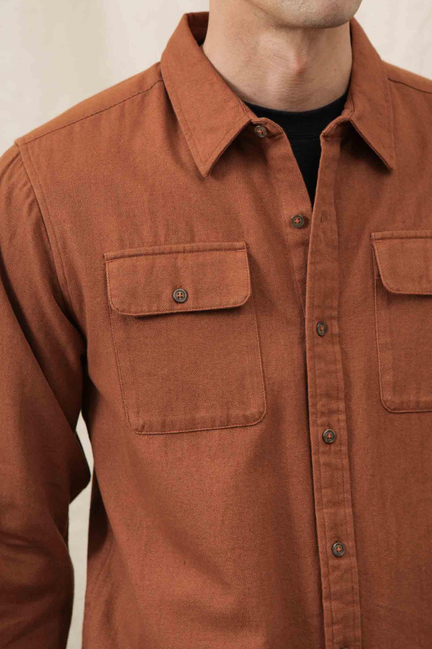 Bridge & Burn Terracotta Melange Bedford Shirt