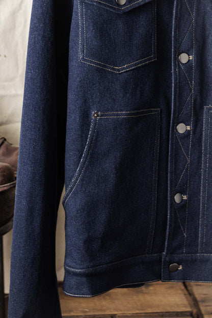 Bridge & Burn Dark Denim Burl Trucker Jacket