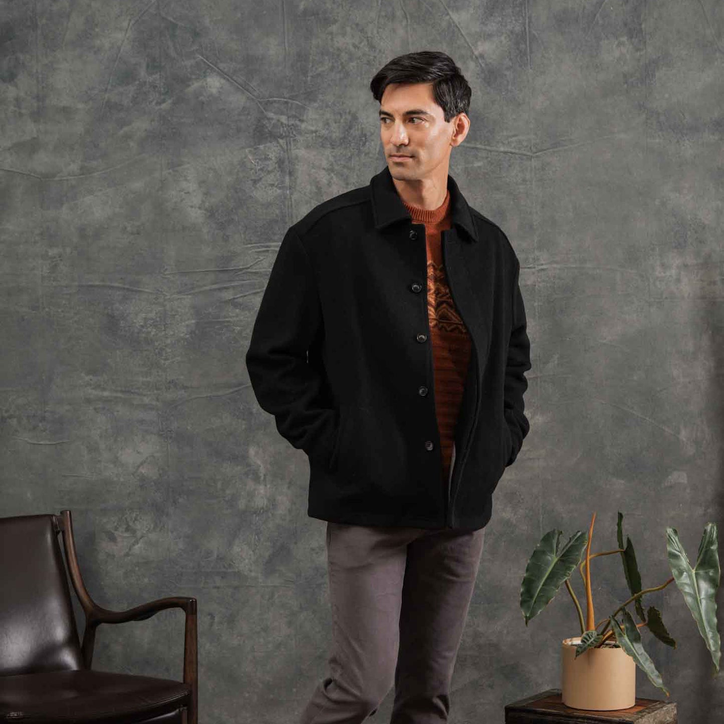 Bridge & Burn Black Clive Car Coat